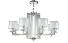 Люстра подвесная NICOLAS SP-PL8 NICKEL/WHITE Crystal Lux белая на 8 ламп, основание никель в стиле современный Люстра подвесная NICOLAS SP-PL8 NICKEL/WHITE Crystal Lux белая на 8 ламп, основание никель в стиле современный