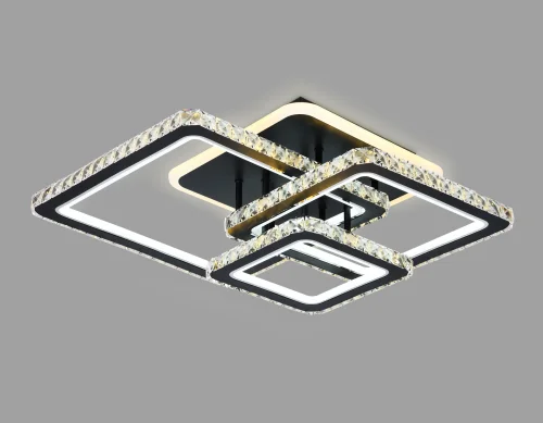 Люстра потолочная LED с пультом FA1733 Ambrella light чёрная на 1 лампа, основание чёрное в стиле современный хай-тек с пультом квадраты фото 3