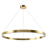 Люстра подвесная LED с пультом Saturno 748053 Lightstar золотая на 1 лампа, основание золотое в стиле минимализм кольца с пультом