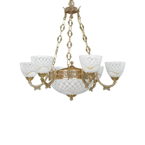 Люстра подвесная  L 7152/6+2 Reccagni Angelo белая на 8 ламп, основание золотое в стиле классический  фото 3