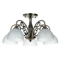 Люстра потолочная Spica A3037PL-5AB Arte Lamp белая на 5 ламп, основание античное бронза в стиле классический 