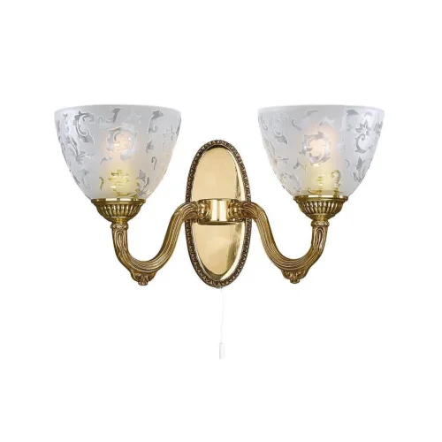 Бра с выключателем A 6352/2  Reccagni Angelo белый на 2 лампы, основание золотое в стиле классический 