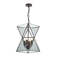Люстра подвесная Polihedron 1919-4P Favourite прозрачная на 4 лампы, основание чёрное в стиле кантри 