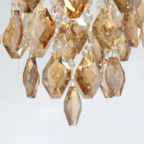 Люстра подвесная Бриз 111014504 DeMarkt прозрачная янтарная на 4 лампы, основание золотое в стиле классический  фото 12