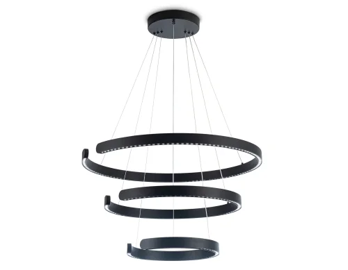 Люстра подвесная LED FL5888 Ambrella light чёрная на 1 лампа, основание чёрное в стиле современный хай-тек кольца