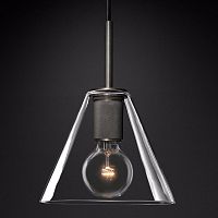 Светильник подвесной RH Utilitaire Funnel Pendant Black 123648-22 ImperiumLoft прозрачный 1 лампа, основание бронзовое в стиле лофт 