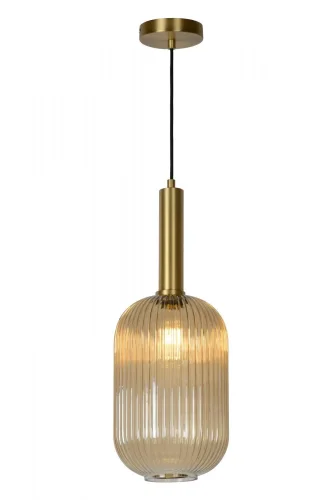 Светильник подвесной Maloto 45386/20/62 Lucide янтарный 1 лампа, основание матовое золото в стиле современный выдувное