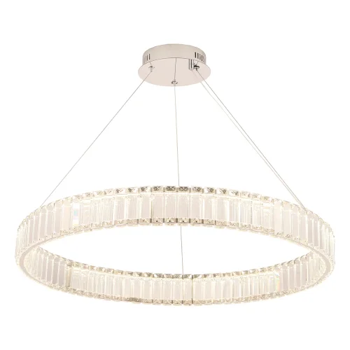Люстра подвесная LED MUSIKA SP70W LED CHROME Crystal Lux прозрачная на 1 лампа, основание хром в стиле классический современный кольца фото 2
