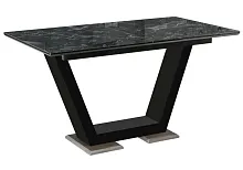 Стол деревянный Иматра черный мрамор / черная шагрень / камень 462404 Woodville столешница мрамор черный из стекло