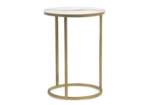 Журнальный столик Иберис круглый белый / золото 500012 Woodville столешница белая из стекло