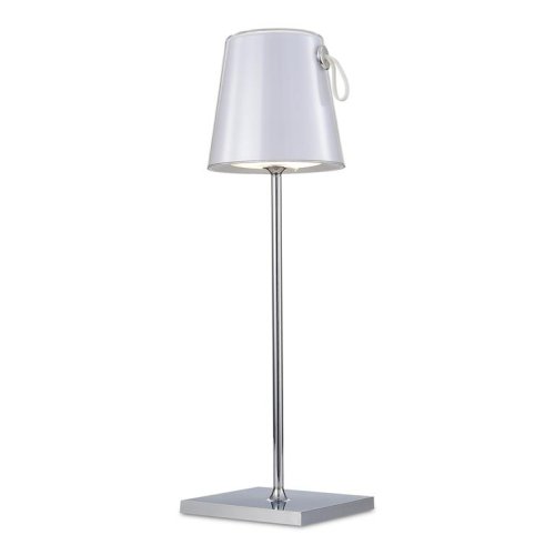 Настольная лампа LED RGB Portali SL1009.104.01 ST-Luce белая 1 лампа, основание хром металл в стиле хай-тек 