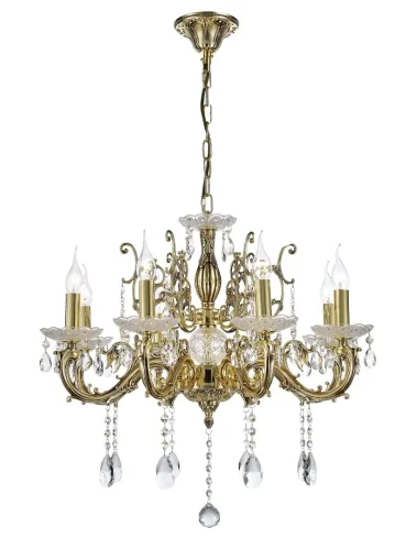 Люстра хрустальная подвесная Colzano E 1.1.8.200 CG Dio D'Arte без плафона на 8 ламп, основание золотое в стиле классический 