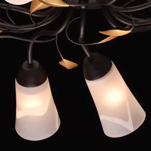 Люстра потолочная Восторг 242015410 MW-Light белая на 10 ламп, основание коричневое в стиле флористика  фото 7