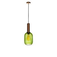 Светильник подвесной Iris 2072-A+BR LOFT IT зелёный 1 лампа, основание медь в стиле лофт выдувное