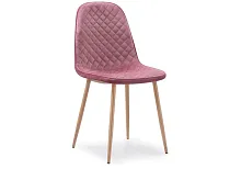 Стул на металлокаркасе Capri pink / wood 11949 Woodville, розовый/велюр, ножки/металл/натуральный, размеры - ****450*510