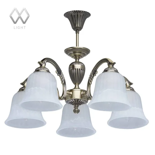 Люстра подвесная Ариадна 450014605 MW-Light белая на 5 ламп, основание античное бронза в стиле классический 
