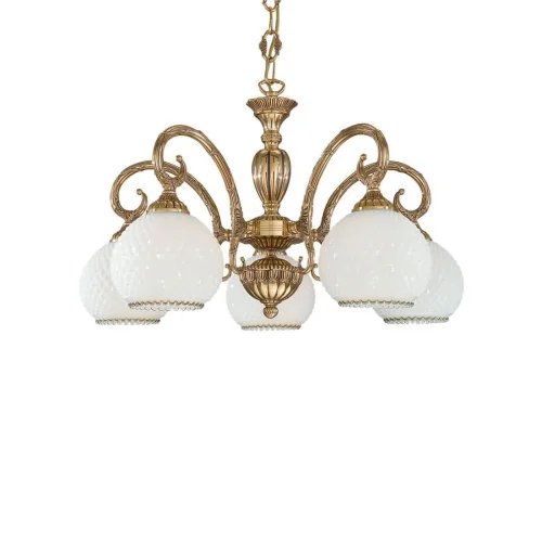 Люстра подвесная  L 8500/5 Reccagni Angelo белая на 5 ламп, основание золотое в стиле классический  фото 2