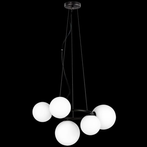 Люстра подвесная Globo 815057 Lightstar белая на 5 ламп, основание чёрное в стиле арт-деко шар фото 8