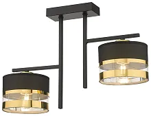 Светильник потолочный 294-307-02 Velante золотой чёрный 2 лампы, основание чёрное в стиле современный 