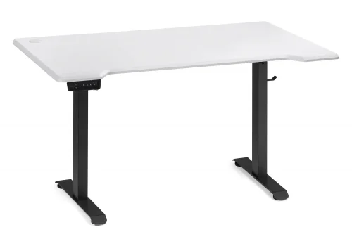 Компьютерный стол Маркос с механизмом подъема 140х80х75 белая шагрень / черный 578406 Woodville столешница белая из мдф фото 2