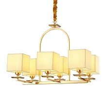 Люстра подвесная Liniano LDP 17100-6 GD Lumina Deco бежевая на 6 ламп, основание золотое в стиле современный 
