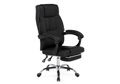 Компьютерное кресло Born black 15345 Woodville, чёрный/экокожа, ножки/металл/хром, размеры - *1120***610* фото 2