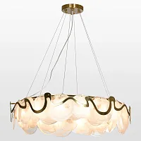 Люстра подвесная Lauderdale LSP-8598 Lussole белая на 10 ламп, основание матовое золото в стиле современный Люстра подвесная Lauderdale LSP-8598 Lussole белая на 10 ламп, основание матовое золото в стиле современный