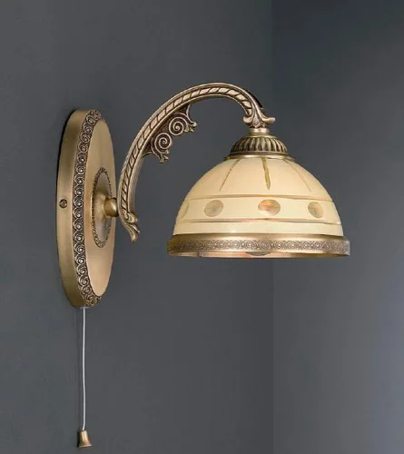 Бра с выключателем A 7004/1  Reccagni Angelo бежевый на 1 лампа, основание античное бронза в стиле классический 