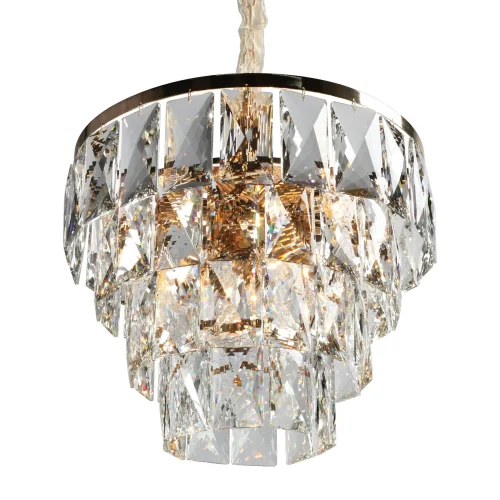 Люстра подвесная хрустальная Volpedo OML-72903-12 Omnilux прозрачная на 12 ламп, основание золотое в стиле классический 