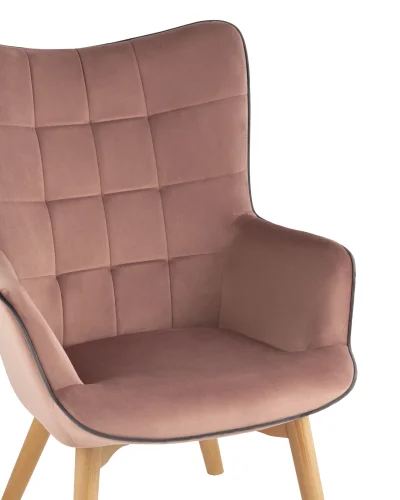 Кресло Манго, велюр, розовый УТ000034978 Stool Group, розовый/велюр, ножки/дерево/коричневый, размеры - ****710*820мм фото 4