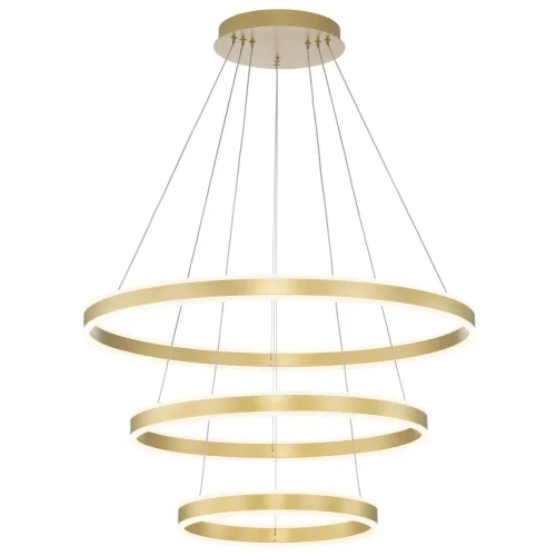 Люстра подвесная LED с пультом Дуэт CL719682 Citilux золотая на 1 лампа, основание золотое в стиле современный хай-тек кольца с пультом фото 2