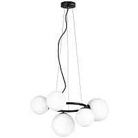Люстра подвесная Globo 815057 Lightstar белая на 5 ламп, основание чёрное в стиле арт-деко шар