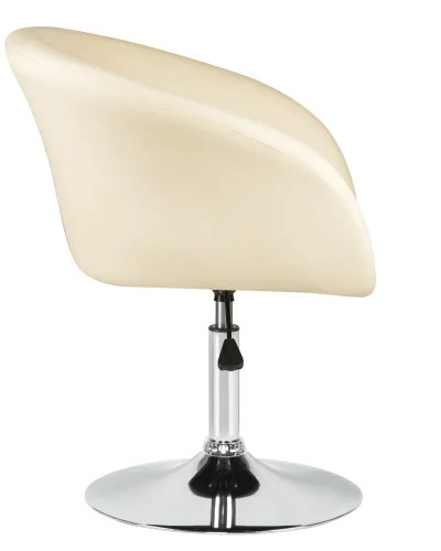 Кресло дизайнерское 8600-LM,  цвет сиденья кремовый, цвет основания хром Dobrin, кремовый/экокожа, ножки/металл/хром, размеры - 750*900***600*570 фото 3