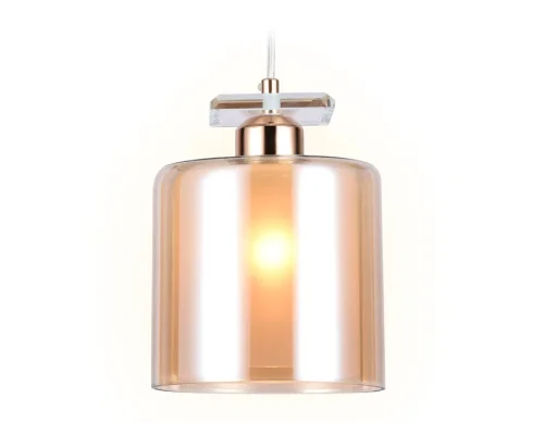 Светильник подвесной TR3578 Ambrella light янтарный 1 лампа, основание золотое в стиле хай-тек современный 
