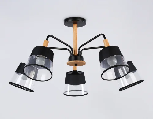 Люстра потолочная TR4741 Ambrella light прозрачная на 5 ламп, основание чёрное в стиле современный  фото 3