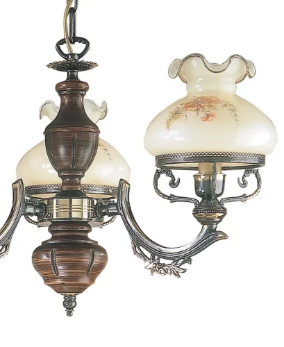 Люстра подвесная  L 2812/3 Reccagni Angelo бежевая на 3 лампы, основание коричневое бронзовое в стиле классический кантри выдувное фото 3