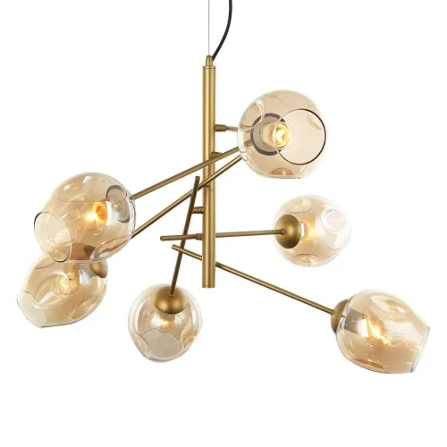 Люстра подвесная Traube 2360-6P Favourite янтарная на 6 ламп, основание золотое в стиле современный  фото 3