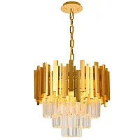Люстра подвесная VERTIGO 81440/6C GOLD Natali Kovaltseva золотая прозрачная на 6 ламп, основание золотое в стиле классический 