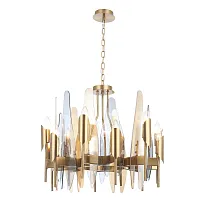 Люстра подвесная CASA SP-PL12 BRASS Crystal Lux янтарная серая на 12 ламп, основание латунь в стиле современный Люстра подвесная CASA SP-PL12 BRASS Crystal Lux янтарная серая на 12 ламп, основание латунь в стиле современный