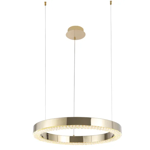 Люстра подвесная LED SATURN SP30W LED GOLD Crystal Lux прозрачная на 1 лампа, основание золотое в стиле современный кольца фото 2