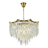 Люстра подвесная Офелия (Ofelia) SL1659.303.10 ST-Luce прозрачная на 10 ламп, основание латунь в стиле классический Люстра подвесная Офелия (Ofelia) SL1659.303.10 ST-Luce прозрачная на 10 ламп, основание латунь в стиле классический