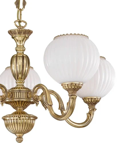 Люстра подвесная  L 9350/5 Reccagni Angelo белая на 5 ламп, основание золотое в стиле классический  фото 2