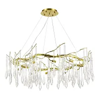 Люстра подвесная Тирдропс (Teardrops) SL1660.203.12 ST-Luce прозрачная на 12 ламп, основание золотое в стиле флористика современный ветви Люстра подвесная Тирдропс (Teardrops) SL1660.203.12 ST-Luce прозрачная на 12 ламп, основание золотое в стиле флористика современный ветви