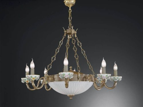 Люстра подвесная  L 9010/8+3 Reccagni Angelo белая на 11 ламп, основание античное бронза в стиле классический 