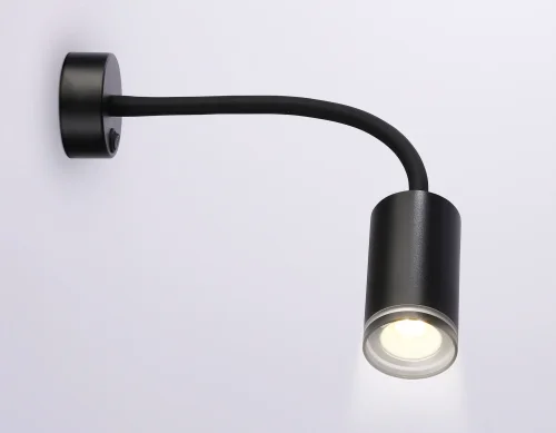 Бра с выключателем FW2470 Ambrella light чёрный на 1 лампа, основание чёрное в стиле современный хай-тек гибкая ножка для чтения фото 3