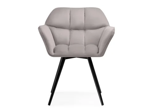 Кресло Ямес крутящееся серый / черный глянец 566490 Woodville, серый/велюр, ножки/металл/чёрный, размеры - ****630*590мм фото 3