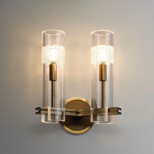 Настенный светильник (Бра) Chamont 2 164356-60 ImperiumLoft прозрачный на 2 лампы, основание латунь в стиле современный 
