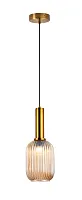 Светильник подвесной Boise V10505-1P Moderli янтарный 1 лампа, основание золотое в стиле лофт современный выдувное