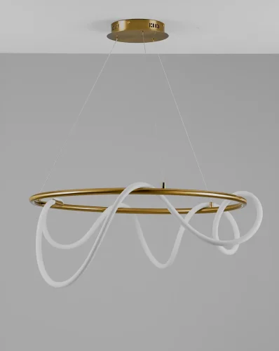 Люстра подвесная LED True V10686-PL Moderli белая на 1 лампа, основание золотое в стиле минимализм хай-тек современный 