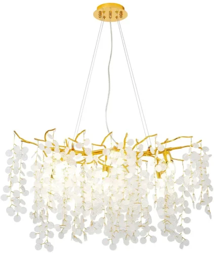 Люстра подвесная Parra 4161-6P Favourite белая прозрачная на 6 ламп, основание золотое в стиле флористика ветви